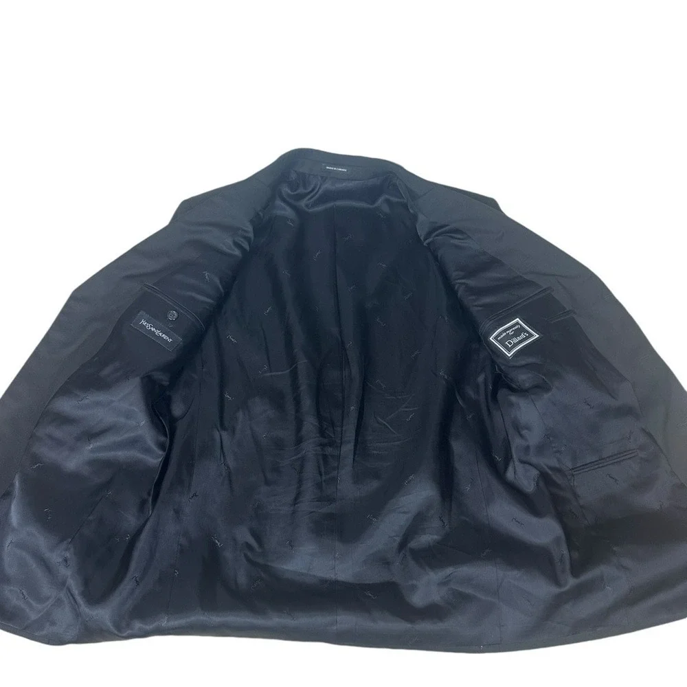 Yves Saint‎ Laurent Worsted Wool Blazer Sport Coat Mens 42R Black Union Made CA